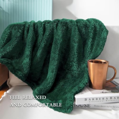 Fuzzy Plush Fleece Bed Blanket Twin XL Size (Forest Green / 90x66 IN)