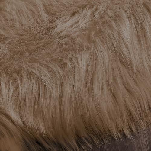 Brown Beige 2x5 Washable Small Rug Faux Sheepskin Fur Rug Fluffy Shag Rugs for Living Room Bedroom Dorm Furry Plush Rugs Cute Room Decor (2' x 5' (Runner) / Beige)