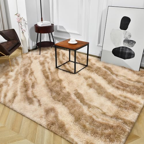 Super Soft Shaggy Rugs Fluffy Carpets (5' x 8' (Rectangular) / Light Tan Brown)
