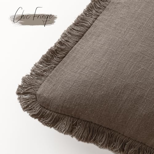 Decorative Linen Fringe Throw Pillow Covers 26×26 Light Coffee (26" x 26" (Pack of 2) / Malt Ball)