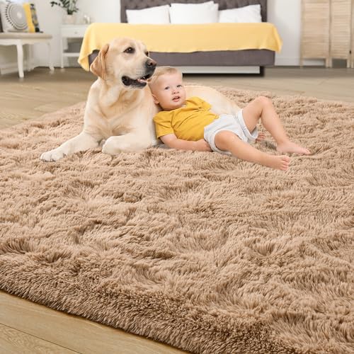 Soft Fluffy Rugs for Living Room (Beige / 6' X 9' (Rectangular))