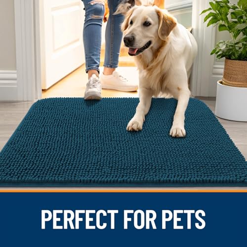 Dog Door Mat for Muddy Paws 45x27 (Atlantic Blue / 45" X 27")