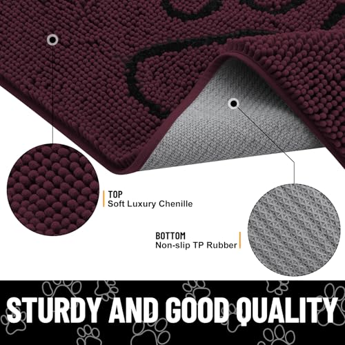Dog Door Mat for Muddy Paws (48"X30" / Russet and Black)