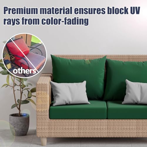 8Pcs Outdoor Cushion Covers (Dark-green / Square-large + Rectangle)