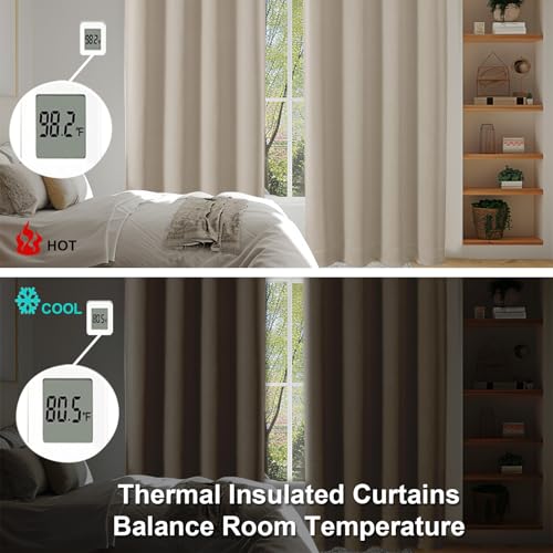Ava Biscotti Beige Short Blackout Curtains for Bedroom 45 Inches Long 2 Panels Set (Biscotti Beige / 40"W x 45"L (Pack of 2))