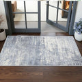 Washable 2x5 Abstract Hallway Runners (2' x 5' (Rectangular) / Blue/Ivory)