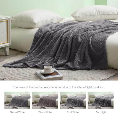 Soft Fleece Bed Blanket Queen Size (Dark Grey / Queen ( 90x90 IN ))