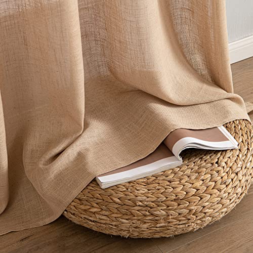 Brown Linen Curtains 52x90 Inches Long for Bedroom and Living Room (Linen Brown / 52"W x 90"L (Pack of 2))