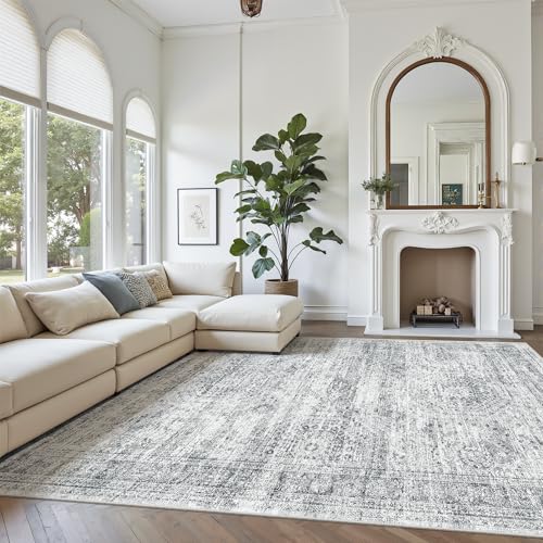 7x10 Area Rug for Living Room Washable Rugs Non (Grey / 7' x 10' (Rectangular))