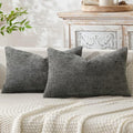 Decorative Lumbar Throw Pillow Covers 12x20 Inch Dark Gray 2 Pack (20" x 12" (Pack of 2) / Dark Gray)