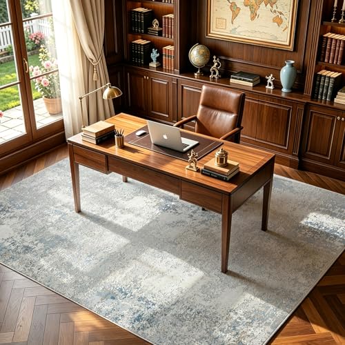 8x10 Washable Area Rugs for Living Room (8' x 10' (Rectangular) / Wathet-griege-maize Yellow-brown-beige-blue-white)