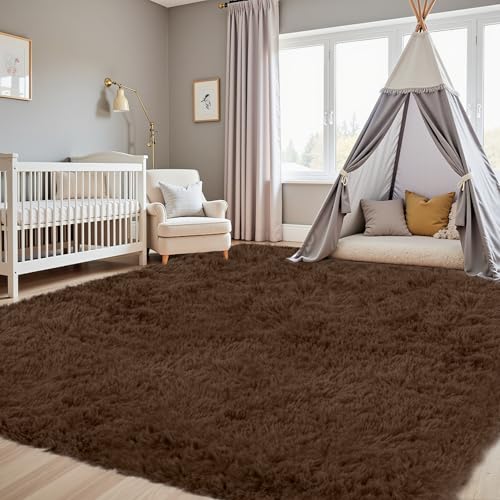 4x6 Fluffy Shag Area Rugs for Living Room Bedroom (Brown / 4' x 6' (Rectangular))