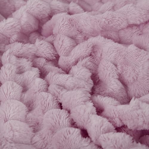 Light Purple Throw Blanket 60"×80" Fuzzy 3D Jacquard Decorative (Light Purple / 60"×80”)