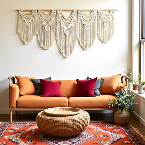Extral Large macrame wall hanging (Wood Bead-A)