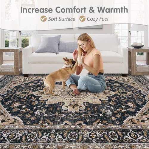Area Rugs 5x7 Vintage Rug (Beige Black / 5' X 7' (Rectangular))