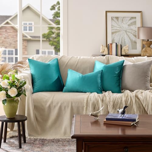 Teal Velvet Pillow Covers 16x16 Decorative Pillows Pack of 2 (Teal / 16" x 16" (Pack of 2))