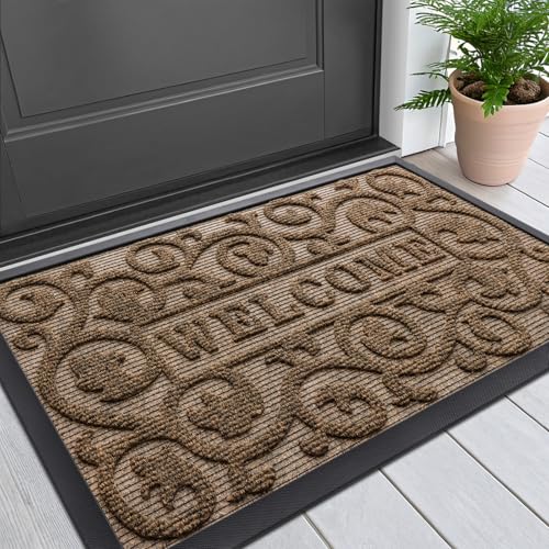 Front Door Mat Outside Entrance (Brown / 29.5" X 17")