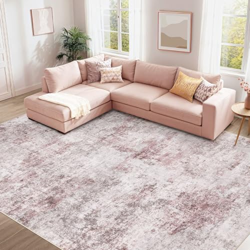 9x12 Washable Area Rug (Pink Grey / 9' x 12' (Rectangular))