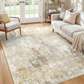 Washable 5'x8' Abstract Area Rug for Living Room Neutral Brown (Gray/Neutral Brown / 5' x 8' (Rectangular))