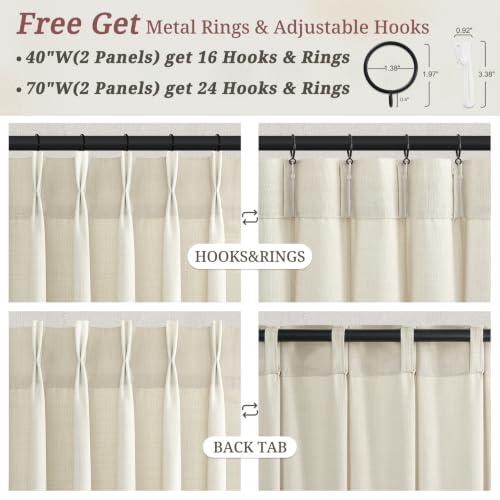 Viral Pinch Pleat Semi Sheer Cream 90 Inch Living (Cream / 40"W x 90"L (Pack of 2))