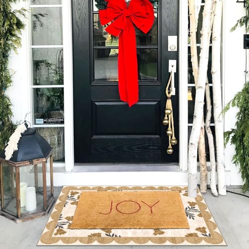 Front Door Mat Outside Entrance (Flower - Beige / 2' x 3' (Rectangular))