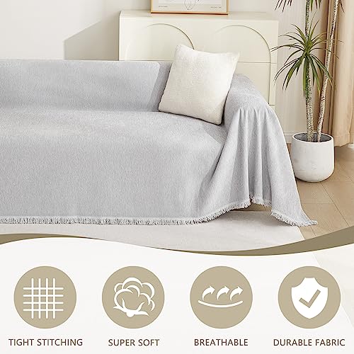 Sofa Cover for Dogs Washable for Loveseat (71" x 118" / Tassels Edge-light Grey)