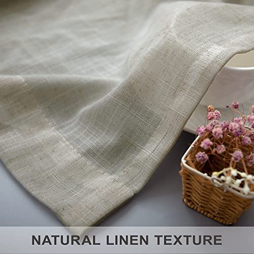 Beige Boho Curtains 58 Inches Long for Living Room Bedroom 2 Panel Linen Back Tab Modern Farmhouse Window Curtain Privacy Semi Sheer Flax Linen Drape Pinch Pleated Look Curtain 52 x 58 Length (52"W x 58"L (Pack of 2) / Linen)