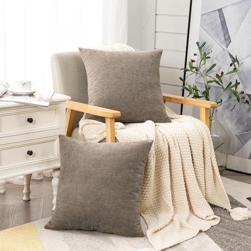 Decorative Square Throw Pillow Covers Set of 2 (Taupe Gray / 22" x 22" (Pack of 2))