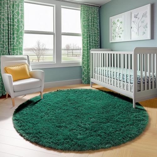 Dark Green Round Area Rugs 5ft (Dark Green / 5' (Round))