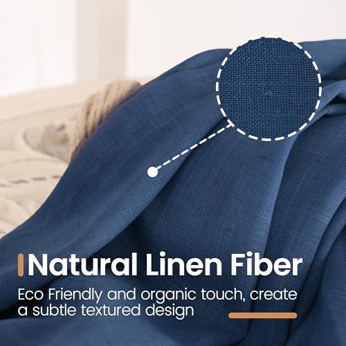 Navy Blue Linen Curtains 84 Inches Long (Navy / 52"W x 84"L (Pack of 2))