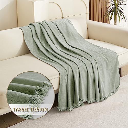 Oversized Armchair Couch Cover for 1 Cushion Couch (71" x 91" / Tassels Edge-sage)