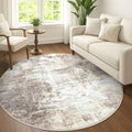 Abstract Round Area Rug 6 Ft Washable Circle Rugs Large Round Rug Non Slip Thin Soft Circle Rugs (Gold/Yellow/Brown/Beige/White / 6' x 6' (Rectangular))