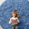 Blue Round Rugs for Bedroom (6 Ft Round / Blue)