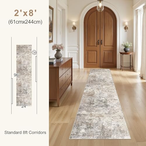 2x8 Washable Runner Rug for Hallway (Brown Grey / 2' x 8' (Runner))