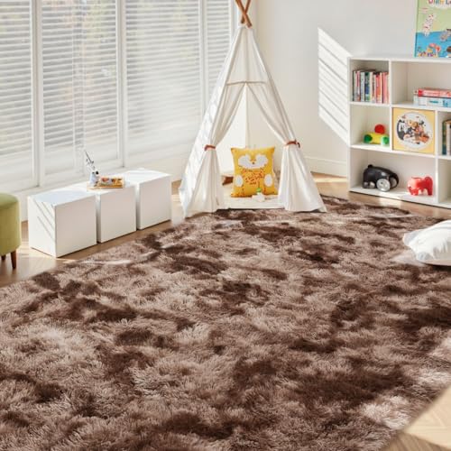 5x7 Ft Shag Brown Area Rug for Bedroom Living Room (Ac Tie Dyed Coffee / 5' X 7' (Rectangular))