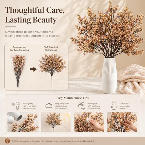 15 Bundles Artificial Gold Baby’s Breath Flowers (Gold)