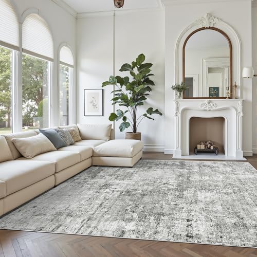 Abstract Rug 8x10 Large Living Room Area Rugs Washable Gray (Gray/White / 8' x 10' (Rectangular))