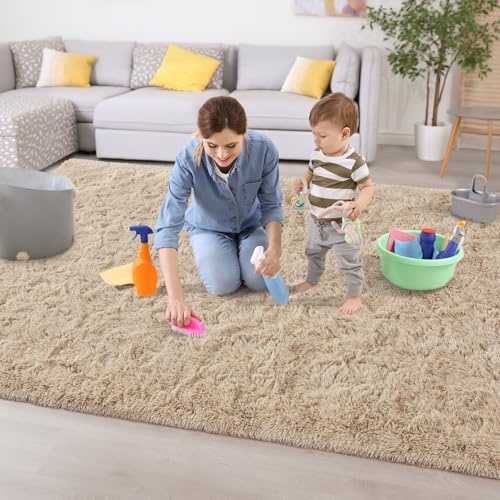 Soft Area Rugs for Bedroom Living Room Plush Fluffy Rug 3x5 Feet (Camel / 3' x 5' (Rectangular))