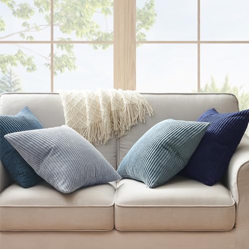 Decorative Throw Pillow Covers Cushion Cases (Blue / 22" x 22" (Pack of 4))