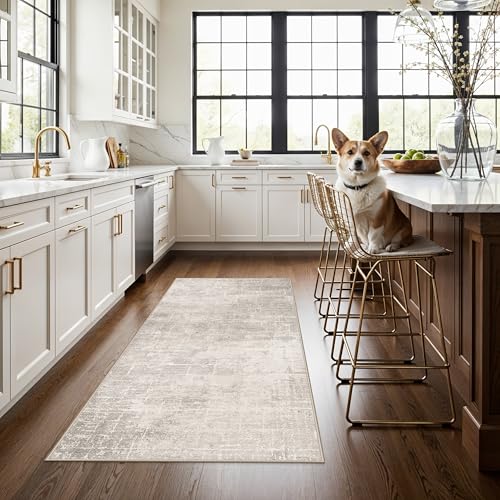 Washable 3x5 Kitchen Area Rug (3' x 5' (Rectangular) / Beige/Cream)