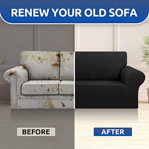 Stretch Oversized Couch Covers for Sofa Slipcover (Black / X-Large)