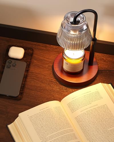 Candle Warmer Lamp with Timer &Dimmable Wax Melt Warmer for Scented Jar Candles (Black-Glass)