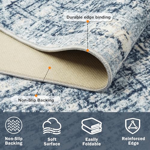 10x14 Washable Area Rug for Living Room Bedroom (Blue/Gold / 10' x 14' (Rectangular))