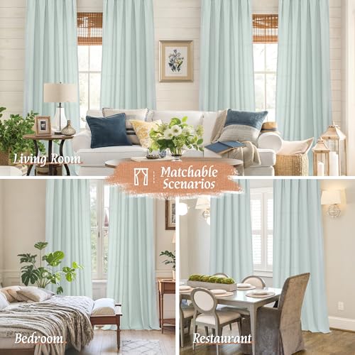 Light Blue Linen Curtains 72 inch Length for Living Room (Light Blue / 52"W x 72"L (Pack of 2))
