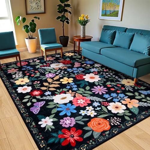 Area Rug 9x12 Living Room (Black / 9' x 12' (Rectangular))