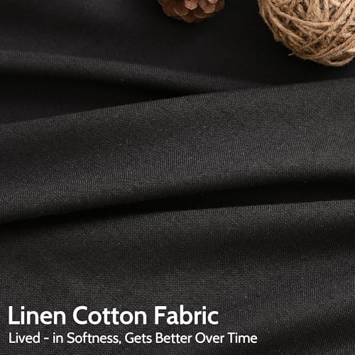 Vintage Black Linen Curtains 63 Inch Length for Living Room Light Filtering Semi Sheer Curtain Back Tab and Rod Pocket Privacy Luxury Gothic Vintage Decor Drapes for Bedroom Office 52x63 (52"W x 63"L (Pack of 2) / Vintage Black)