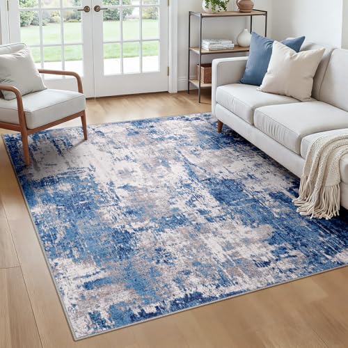 Washable Square 6'x6' Area Rug for Living Room Blue Gray (Blue/Gray / 6' x 6' (Square))