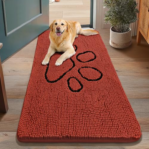 Dog Door Mat for Muddy Paws (48"X30" / Maple Red and Black)