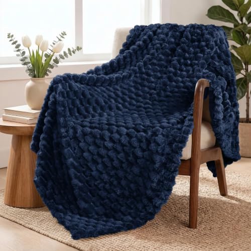 Large 3D Fleece Throw Blanket for Couch (Navy Blue / Throw ( 50x70 IN ))