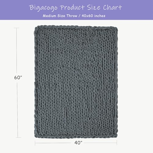 Chunky Knit Throw Blanket for Couch (Iron Gray / 40"x60" (Medium Size Throw）)